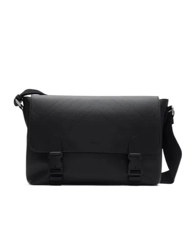 Burberry Embossed Check Buckled Messenger Bag