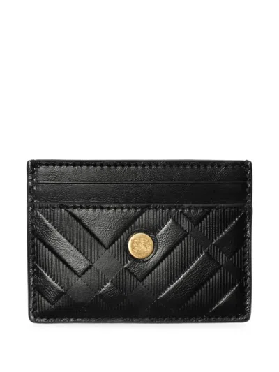Burberry Embossed Check Card Case In Black
