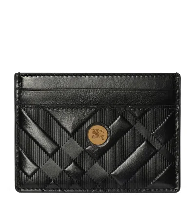 Burberry Embossed Check Card Holder In Black