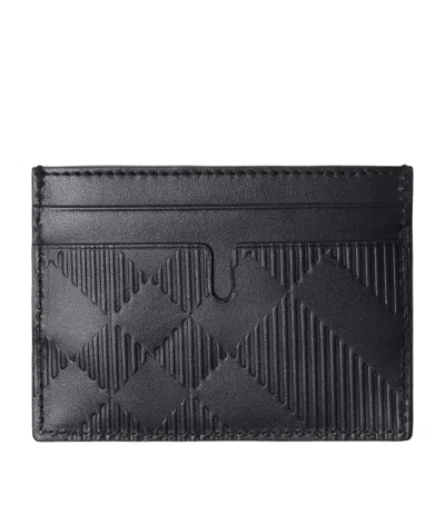 Burberry Embossed Check Card Holder In Black