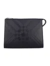 Burberry Men's Embossed Check Leather Pouch In Black
