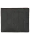 Burberry Check Pattern Embossed Leather Wallet