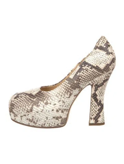 Pre-owned Burberry Embossed Leather Animal Print Pumps In Brown