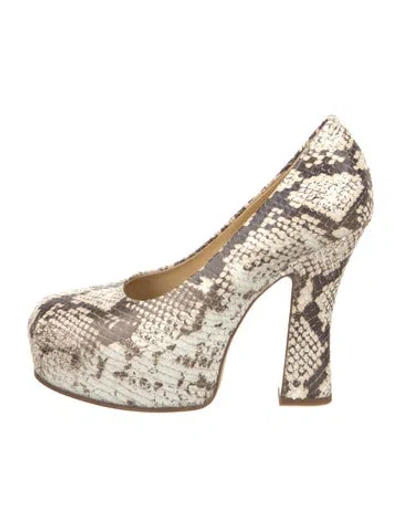 Pre-owned Burberry Embossed Leather Animal Print Pumps In Brown