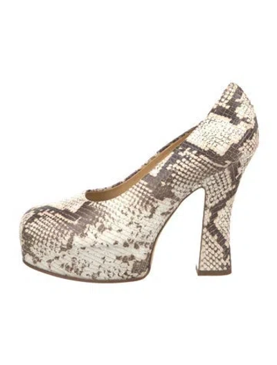 Pre-owned Burberry Embossed Leather Animal Print Pumps In Multi