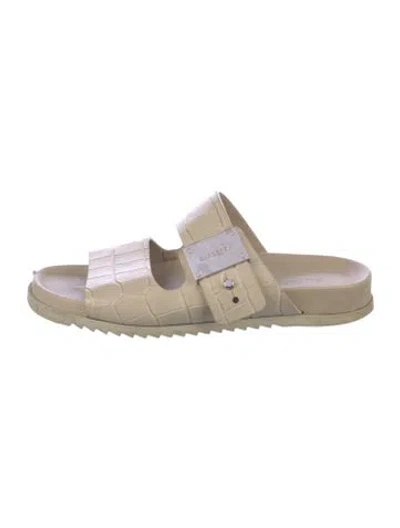 Pre-owned Burberry Embossed Leather Animal Print Slides In Neutrals