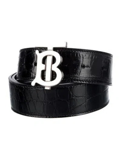 Pre-owned Burberry Embossed Leather Belt In Black