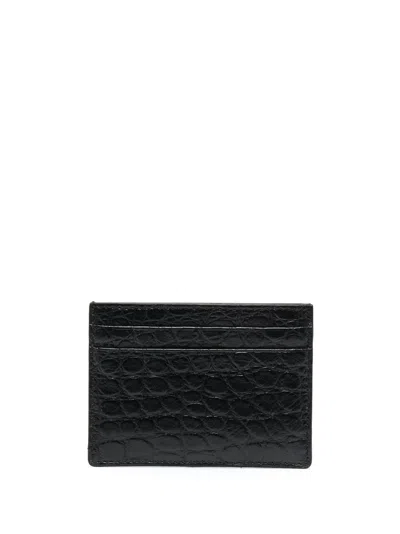 Burberry Embossed Leather Cardholder In Black