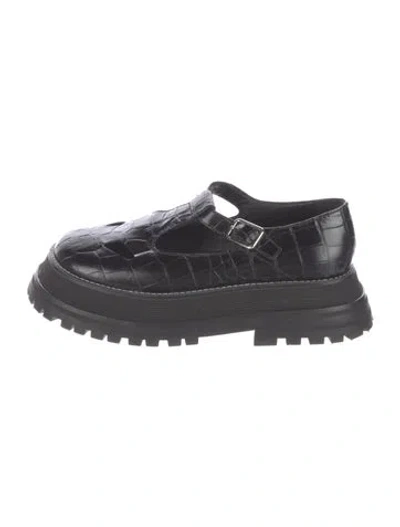 Pre-owned Burberry Embossed Leather Cutout Accent Oxfords In Black