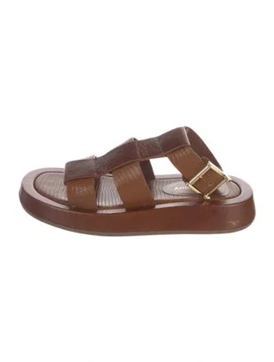 Pre-owned Burberry Embossed Leather Gladiator Sandals In Brown