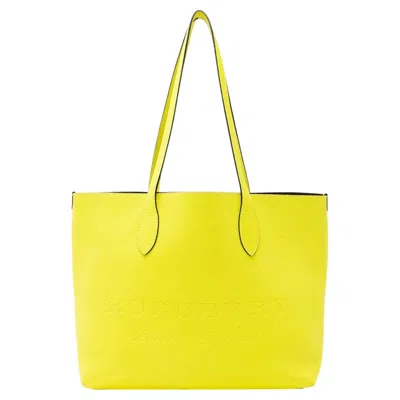Pre-owned Burberry Embossed Leather Remington Tote In Yellow