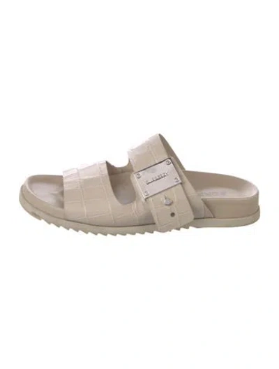 Pre-owned Burberry Embossed Leather Slides In Neutral