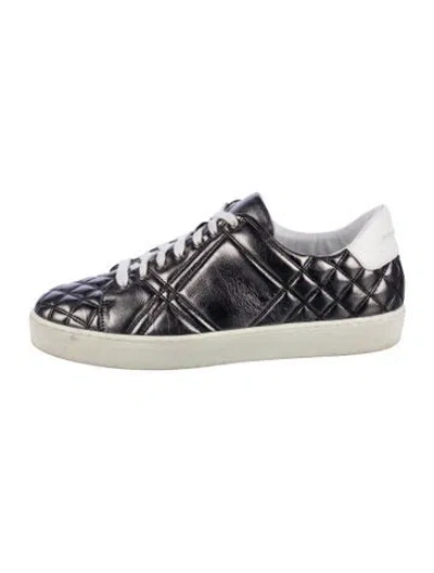 Pre-owned Burberry Embossed Leather Sneakers In Gray