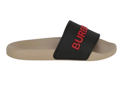 Pre-owned Burberry Embossed Logo Slide (women's) Sneakers In Black/red/tan