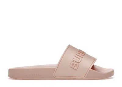 Pre-owned Burberry Embossed Logo Slides (women's) Sneakers In Peach Pink