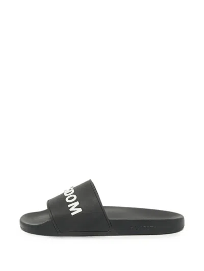 Pre-owned Burberry Embossed Slides In Black