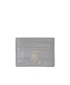 Burberry Embossed Tb-plaque Card Case In Gray