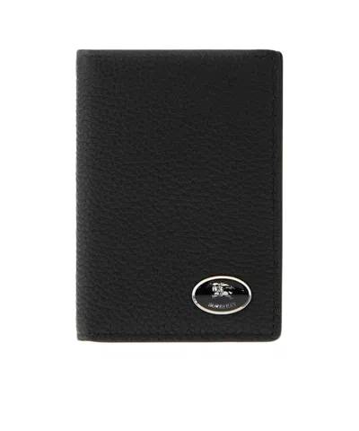 Burberry Embossed-check Folding Card Case In Black