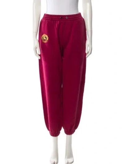 Pre-owned Burberry Embroidered Accent Sweatpants In Burgundy