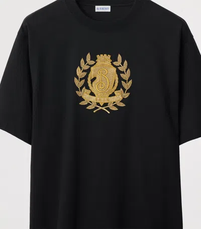 Burberry Embroidered B Crest T-shirt In Black
