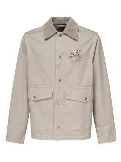 Burberry Embroidered Beige Velvet Collar Jacket