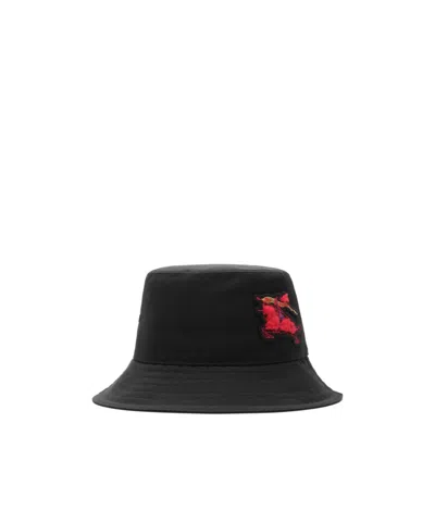 Burberry Embroidered Bucket Hat In Black