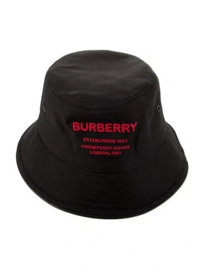 Pre-owned Burberry Embroidered Bucket Hat In Black