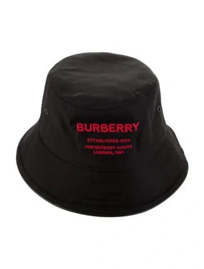 Pre-owned Burberry Embroidered Bucket Hat In Black