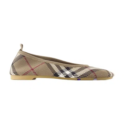 Burberry Embroidered Canvas Ballerinas In Multi