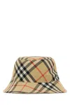 Burberry Checkered Pattern Bucket Hat With Logo Embroidery