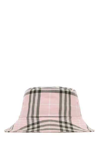 Burberry Embroidered Canvas Bucket Hat In Checked