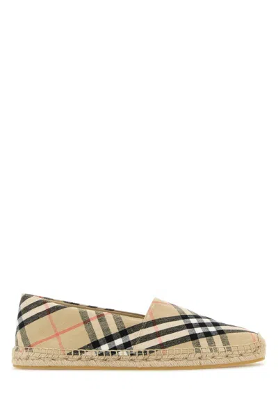 Burberry Embroidered Canvas Espadrilles In Neutral