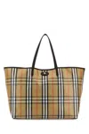 Burberry Large Check Pattern Canvas Shopping Bag
