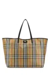 Burberry Large Check Pattern Canvas Shopping Bag