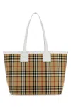 Burberry Women's Embroidered Canvas London Shopping Bag In Checked