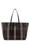 Burberry Embroidered Canvas Medium Highlands Shopping Bag In Brown