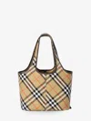 BURBERRY BURBERRY EMBROIDERED CANVAS SMALL CHECK SHOPPING BAG