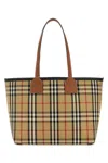 BURBERRY EMBROIDERED CANVAS SMALL LONDON SHOPPING BAG