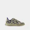 Burberry Woman Sneakers Light Grey Size 10 Textile Fibers In Multi