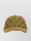 Burberry Embroidered Cap With Curved Brim And Plaid Pattern