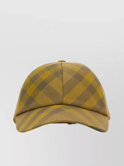 Burberry Embroidered Cap With Curved Brim And Plaid Pattern