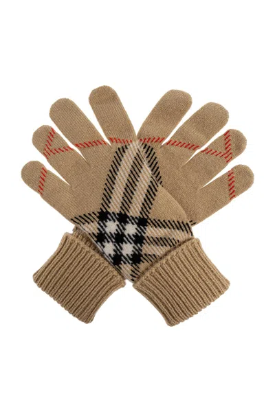 Burberry Embroidered Cashmere Blend Gloves In Multi