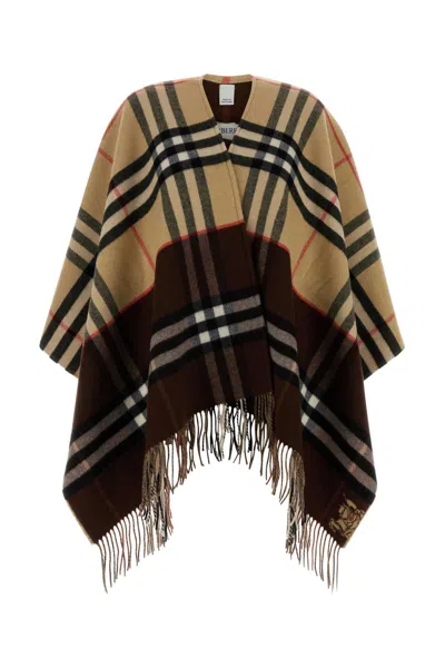 Burberry Embroidered Cashmere Blend Reversible Cape In Multi