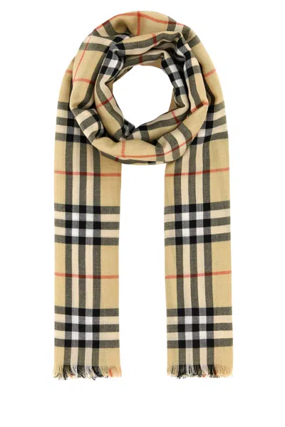 Burberry Women Embroidered Cashmere Blend Scarf In Brown
