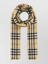 Burberry Embroidered Cashmere Blend Scarf With Checked Pattern
