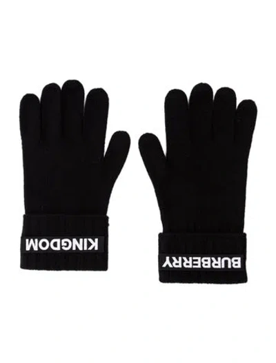Pre-owned Burberry Embroidered Cashmere Gloves W/tags In Black