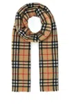 Burberry Checkered Cashmere Scarf With Fringed Edges