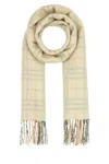 Burberry Cashmere Scarf With Embroidered Checkered Pattern And Fringed Edges