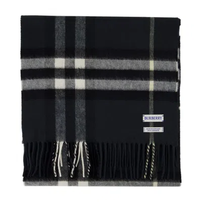 Burberry Embroidered Cashmere Scarf In Black