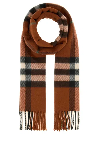 Burberry Embroidered Cashmere Scarf In Brown